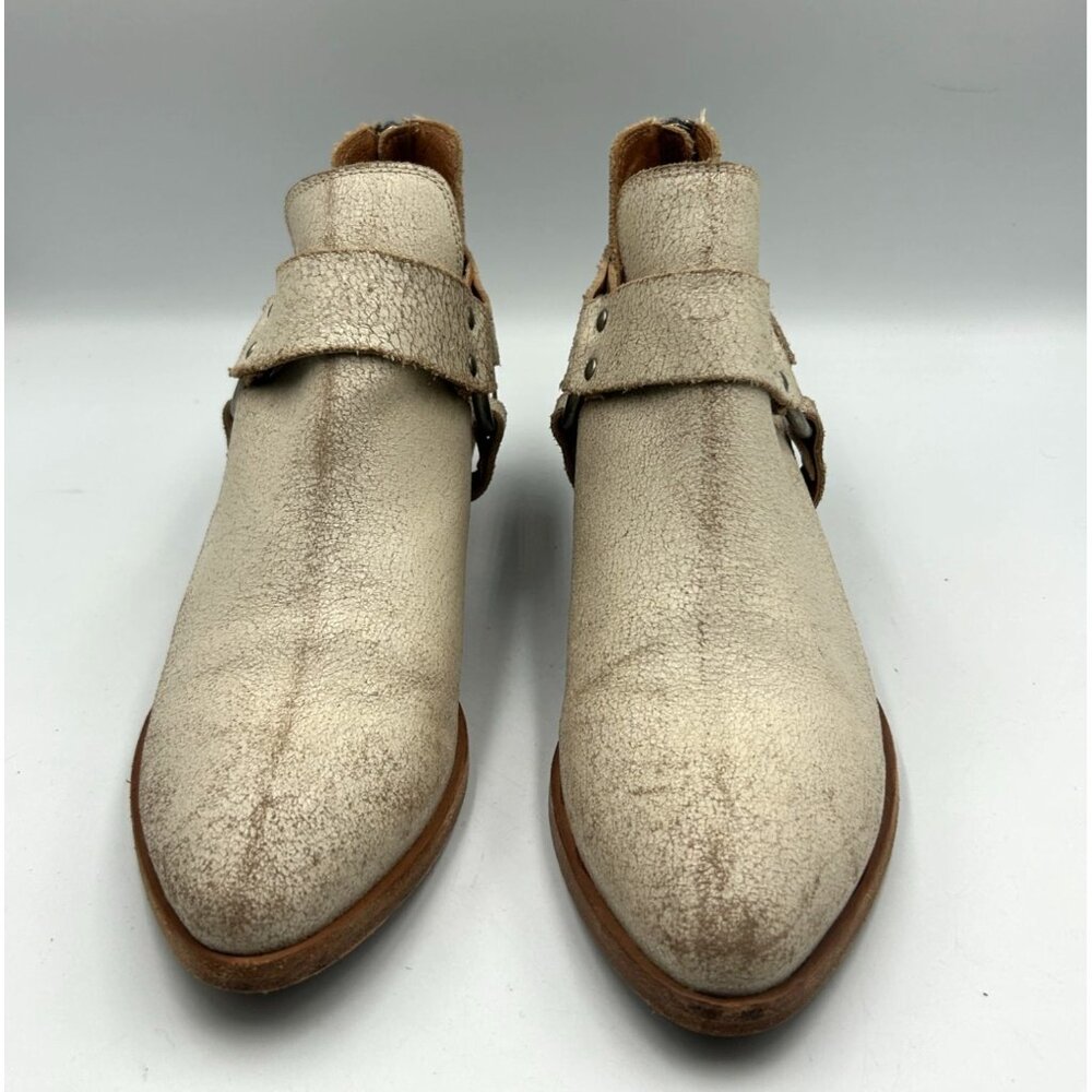Frye Women Distressed Beige Leather Ray Harness Western Ankle Boots Sz 9.5 3255 - Picture 12 of 16